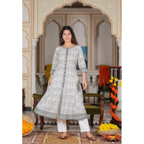 Image of Yash Gallery Women's Cotton Relaxed Fit Anarkali Kurta