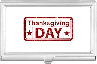 Happy Thanksgiving Day Seal Pattern Business Card Holder Case Pocket Box Wallet