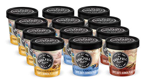 The Soulfull Project Instant Oatmeal Cups, Variety Pack - Brown Sugar Pecan, Blueberry Almond, Cinnamon Spice (Pack Of 12), 2 Ounce