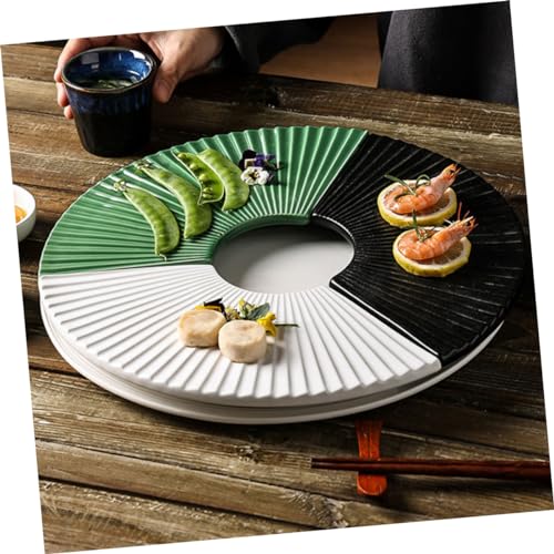 Plato japonés de cerámica para sushi estilo abanico miniatura 7
