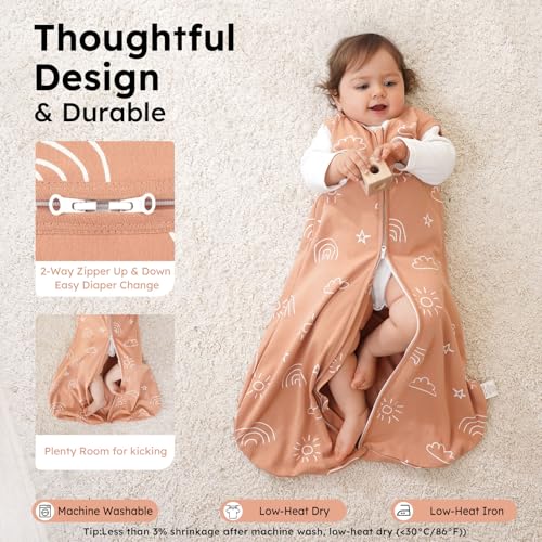 Image of Yoofoss Baby Sleep Sack 0-6 Months TOG 1.0 Baby Wearable Blanket, 2 Pack 100% Organic Cotton Infant Toddler Sleeping Sack 2-Way Zipper Lightweight Sleep Sack