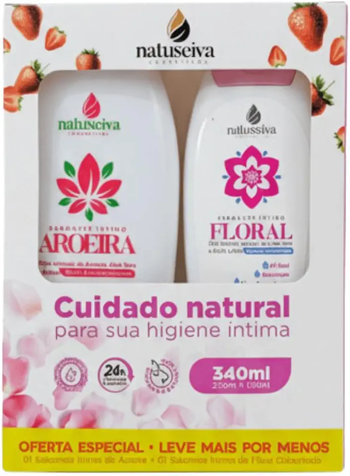 Kit Sabonete Íntimo Aroeira Morango 220mL + Floral 120mL Natuseiva | Frescor e Proteção Diária