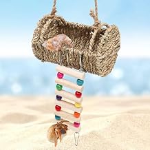 Hermit Crab Hideout with Ladder، Wood Hermit Crab Climbing Toys، Aquariums Ladder Bridge Ramp Toy، Small Animals Tank or Cage Accessories، Habitat for Hermit Crab Hamsters Rats Birds Parrots