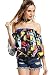 ROMWE Women's Off Shoulder Cute Loose Blouse Crop Top Black L