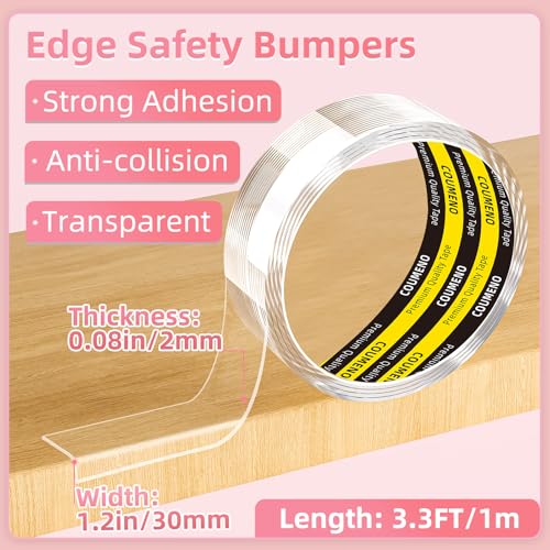 Image of Clear Edge Protector & Corner Guards,1in(W x 3.3FT(L),Baby Proof Corner Protectors for Furniture, Table Bumper for Baby Safety, Sharp Edge Protector for Drawers, Tables, Cabinets