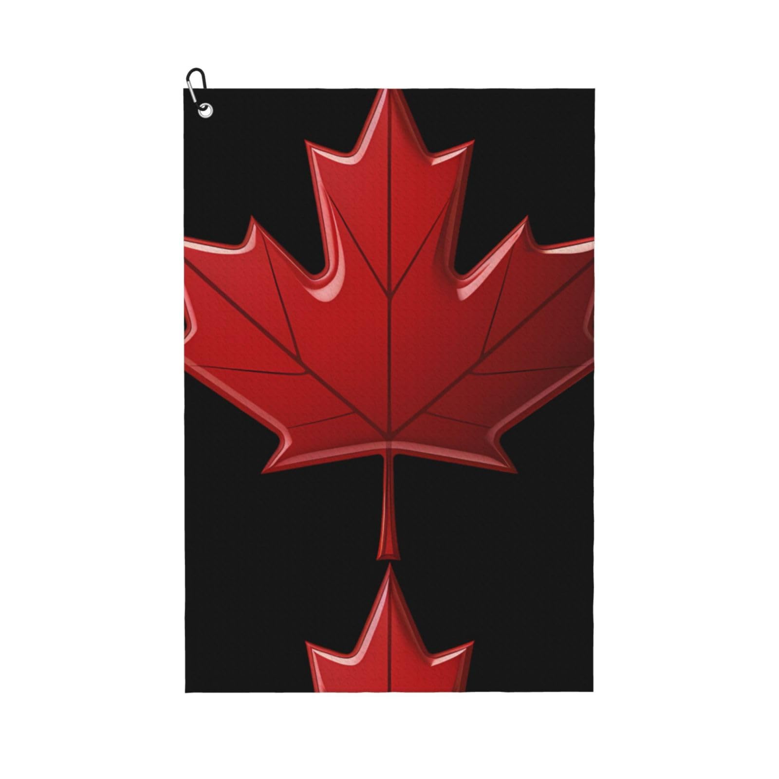 peiyeety Red Canada Flag Maple Leaf Microfiber Golf Towel with Carabiner Clip, 16x24 Inch Absorbent Waffle Weave Towel for Golf Bags