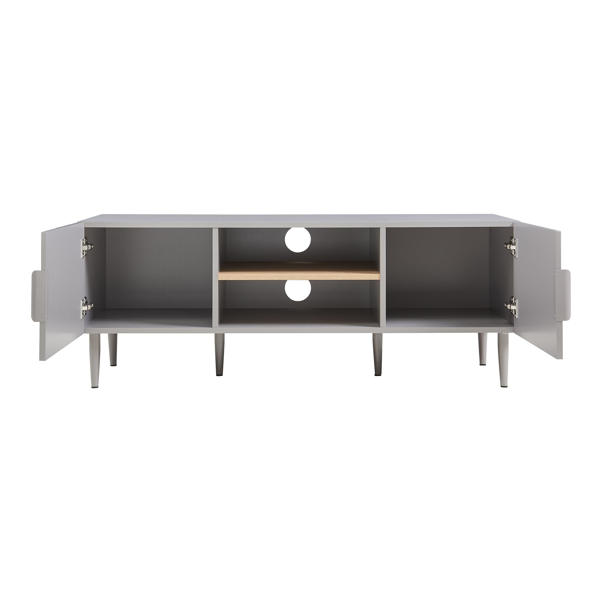 [en.casa] Mueble de TV Starvili con 2 Compartimentos Abiertos y 2 Cerrados Mesa de TV Mueble de Salón con Tablero Rectangular y Pasacables Aglomerado MDF 120 x 40 x 45 cm - Gris