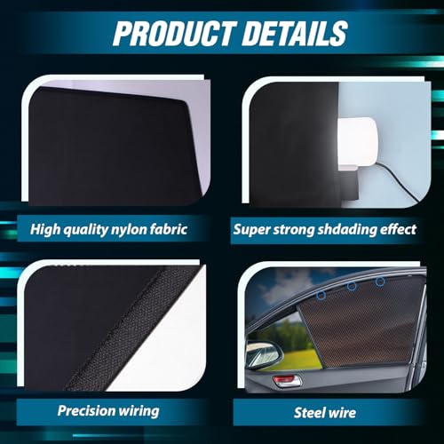 Image of OTO2EYE Car Sun Shade Compatible for Swift Dzire Model-2024 to 2025, Z-Black Fix Type Side Window Curtains, Only Half Cut in Front Window, 4 Pieces Set