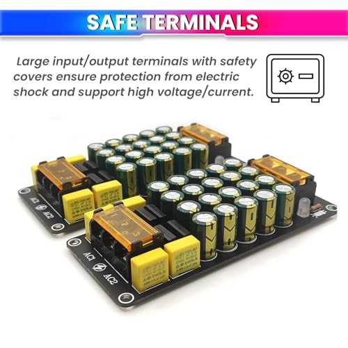 Image of amiciSolar 1200W Full Bridge Dual Power Supply Rectifier Filter Board - 100V 12A Peak, High Current with 20 Low-ESR Capacitors for Power Amplifier & Audio Applications