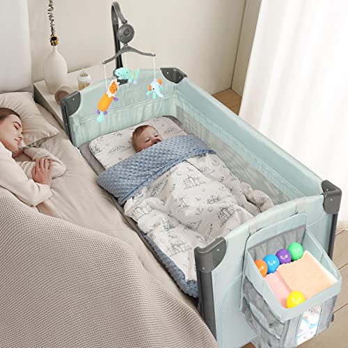 JOYMOR 3 in 1 Baby Bedside Sleeper, Bed Side with ...