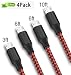Micro USB Cable, BLUELEC 4Pack 3FT/6FT/6FT/10FT Long Premium Nylon Braided Android Charger USB to Micro USB Charging Cable Samsung Charger Cord Samsung Galaxy S7 Edge/S7/S6/S4/S3,Note 5/4/3(Red)