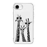 FancyCase Compatible with iPhone 16e Case (6.1inch)-Funny Giraffe Design Cool Cartoon Animal Pattern Flexible TPU Protective Clear Case (Giraffe Trio)