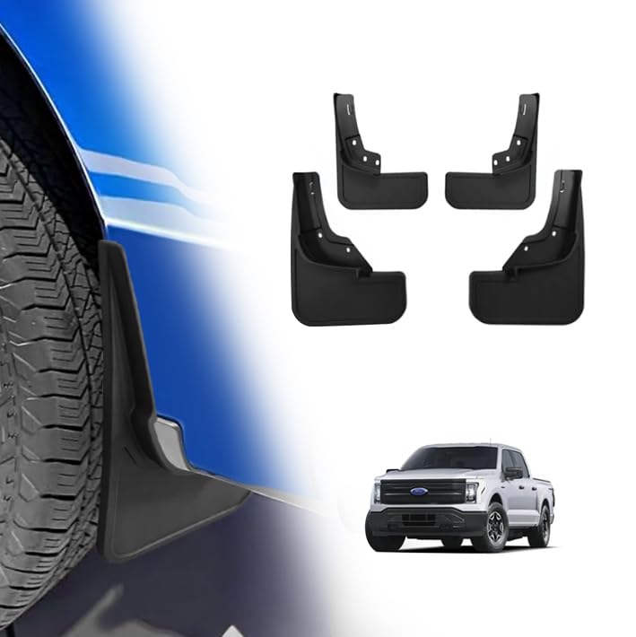 Image of BestEvMod AOSK Compatible with F-150 Lightning 2026 2025 2024 2023 2022 2021 Upgraded Mud Flaps Splash Guards Exterior Accessories Ford F150 Lightning Mud Flaps (Set of Four) No Need to Drill Holes