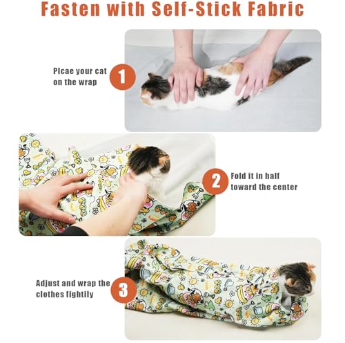 Image of 35.5'' Cat Grooming Wrap with Nails Clipper | Self-Adhesive, Anti-Escape Calming Swaddle, Soft Fabric, Comfortable & Reusable, For Cutting Nails, Ear Cleaning, Medication