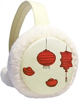 Red Lanterns Protetor de orelhas de inverno Ano Chinês do Galo de lã para ambientes externos