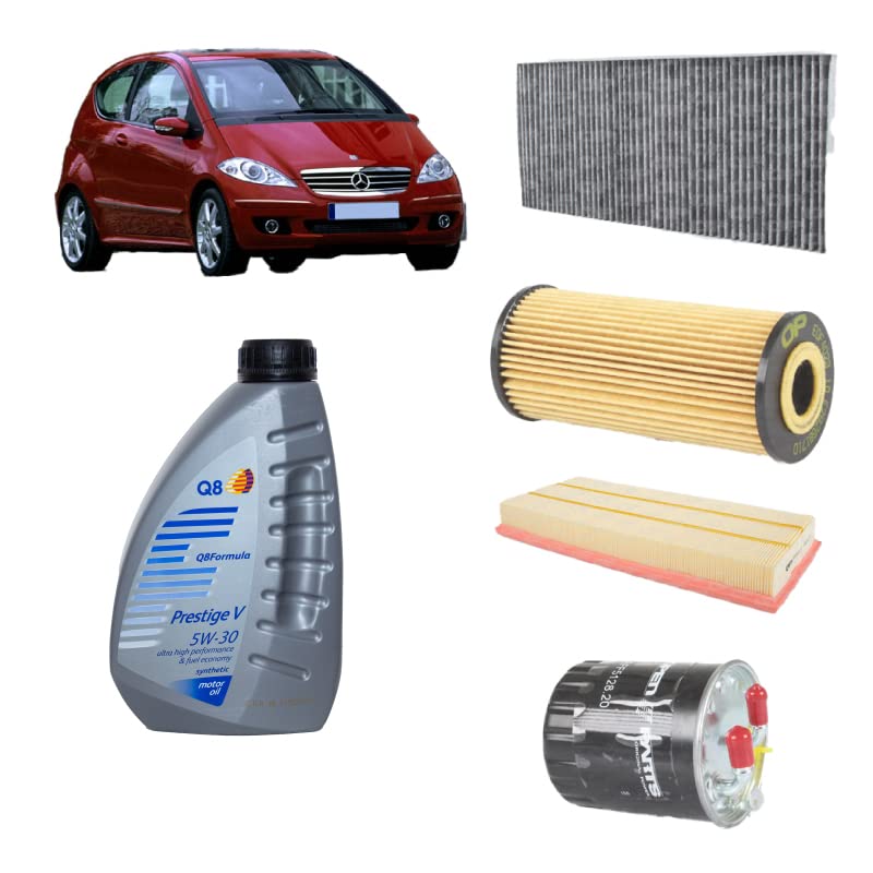 Kit tagliando + 6L olio Q8 5W30 per Classe A W169 A160CDI/A180CDI/200CDI (2004-2012)