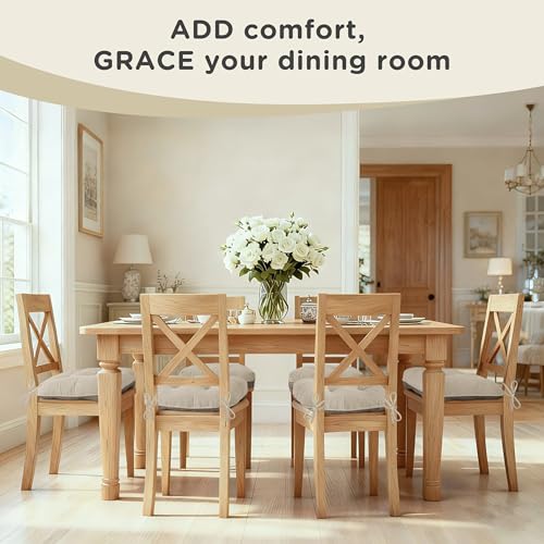 Image of AddGrace Dining Chair Cushions Set of 2 Non-Slip 18 inchx16 inchx3 inch Cream