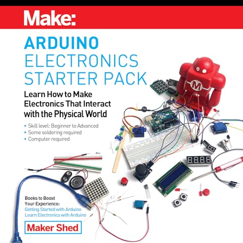 Make: Arduino UNO R4 Minima Starter Kit with Breadboard, Jumper Wires, Sensors, LEDs, LCD Display, Servo Motors, RFID Module and Electronic Components
