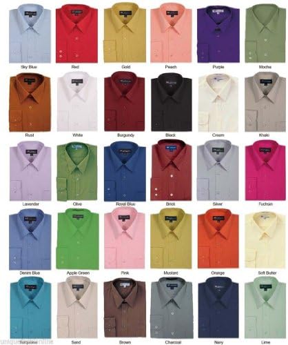 Milano Moda Men's Solid Classic Dress Shirt SG02-Peach-16-16 1/2-36-37