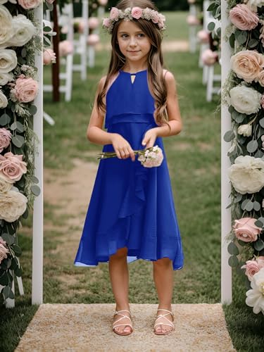 Kids A-Line Halter Neck Chiffon Junior Bridesmaid Dresses Fancy Girl Dress Wedding Elegant Party Gown 5-14 Years4