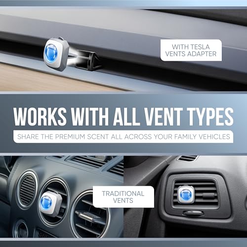 Image of Air Jungles Car Air Freshener Vent Clip 6 Ct with 2 Tesla Adapter | New Car Scent Compatible with Tesla Model Y 2020-2024, Model 3 2017-2023, Silicon Adapter Secure Fit, Long Lasting