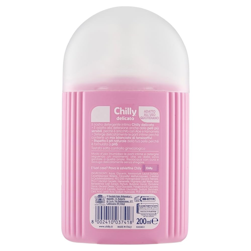 8x Chilly Intimreiniger Delicato - Ideal für empfindliche Haut - mit Aloe und Hamamelis 200ml + Beni Culinari Kostenloser Schlüsselanhänger