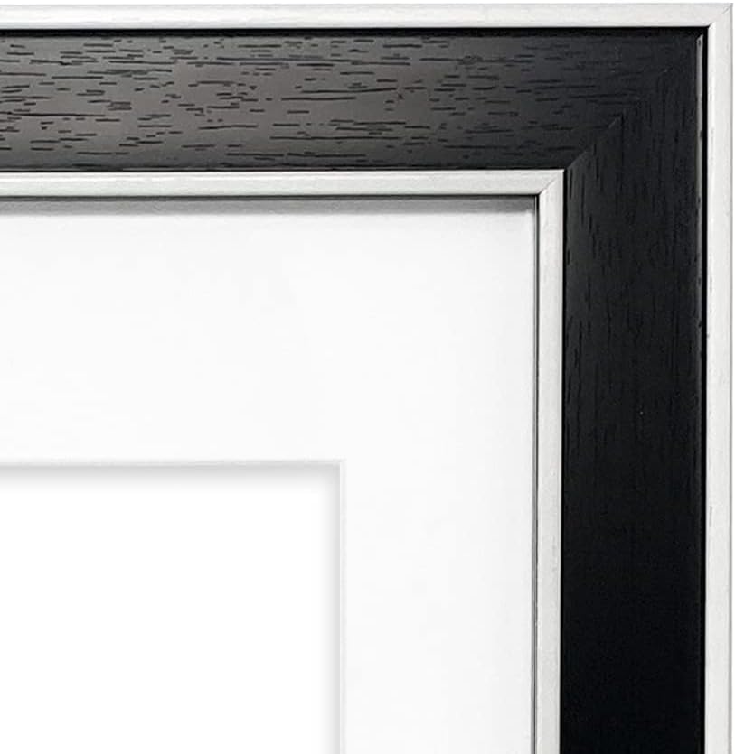 Isaac Jacobs 11x14 (Matted 8x10) Black w/White (Vertical & Horizontal) Double Border Picture Frame, Wall-Mountable, Made for Photo Gallery and Wall Art, Home or Office (11x14, Black W/White)