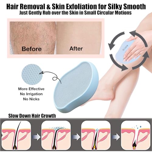 Image of Crystal Hair Eraser Glass Hair Removal Hair Remover(Sky Blue) | Epilator Premium Painless Nano Exfoliation for Women,Natural Gentle and Efficient Shaver Trimmer on Leg Arm