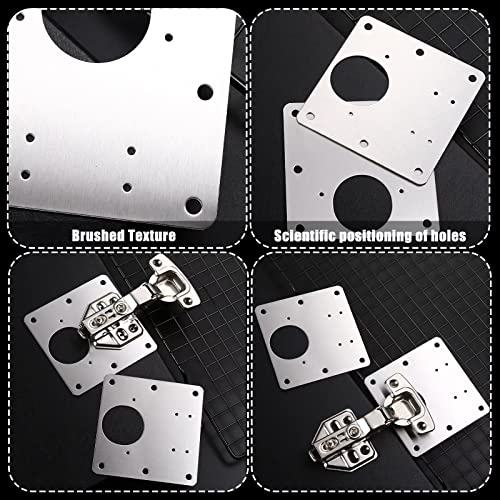 Llzhya Cabinet Hinge Repair Plate, Stainless Steel Hinge Repair Kit, Kitchen Cupboard Door Hinge Repair Plate Kit, Including Fixing Screws, Protects Wooden Kitchen Cabinet Doors (2Pcs) #TOP6
