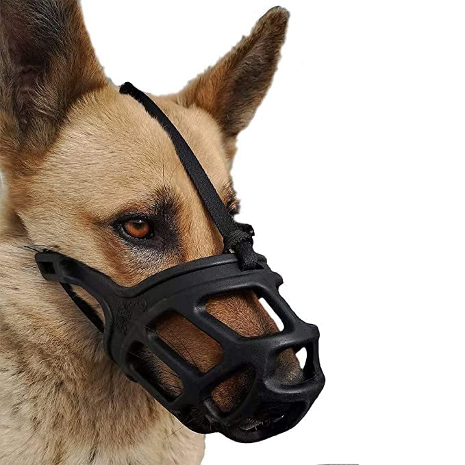 Image of Woofy Pet Muzzle /Mouth Cover for Anti Biting Dog Adjustable Pet Safety Strap Plastic Muzzle Cum Mouth Cover /Basket Cage (Large)