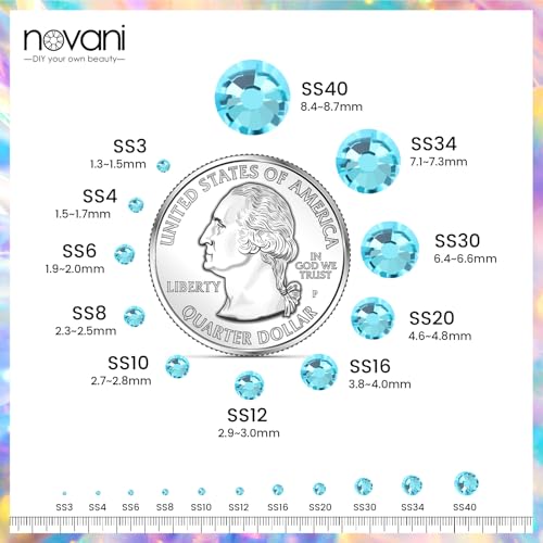 Image of Novani Rhinestones 1440pcs SS20 Glass Rhinestones Crystal Flatback Stones Craft Nail Makeup Bags and Shoe Decoration (SS20, Aquamarine)