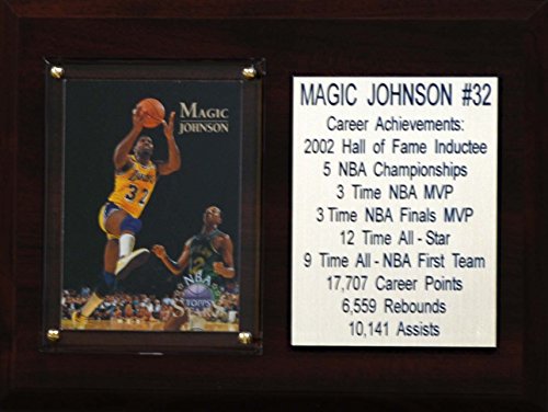 NBA Los Angeles Lakers Magic Johnson Career Stat Plaque, 6" x 8", Brown