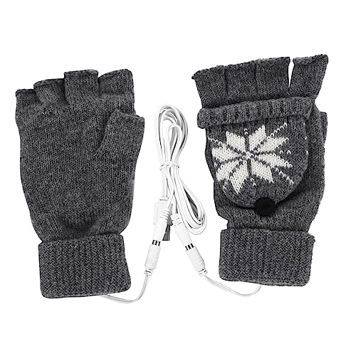 GOOHOCHY 1Pair USB Heated Mitten Gloves for Winter Half Finger Design for Typing Gaming USB Powered Unisex Hand Warmers for Activities for Skiing Riding