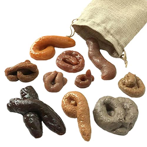 Gereton 10 Pièces Faux Caca Réaliste Faux Turd Nouveauté Flottant Faux Caca Jouets Prank Caca Jouets avec Cordon Sacs Prank Cadeaux pour Poisson D'avr Fête Fournitures
