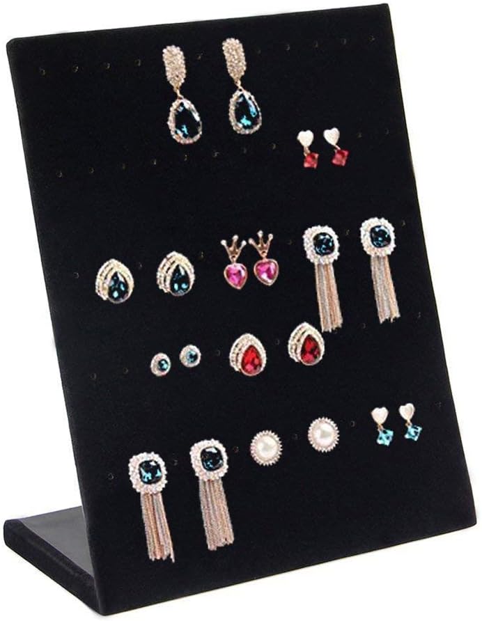 Valdler Earring Holder Velvet Fabric Display Holder Organizer Jewelry Displays 30 Pairs Black