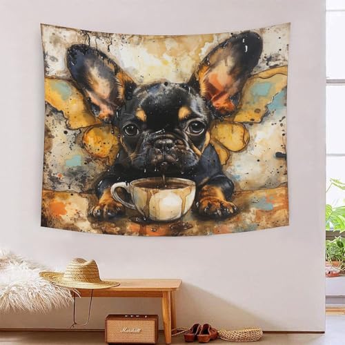 Tapisserie Bouledogue Français 3D pour relooker un mur vide sans peinture