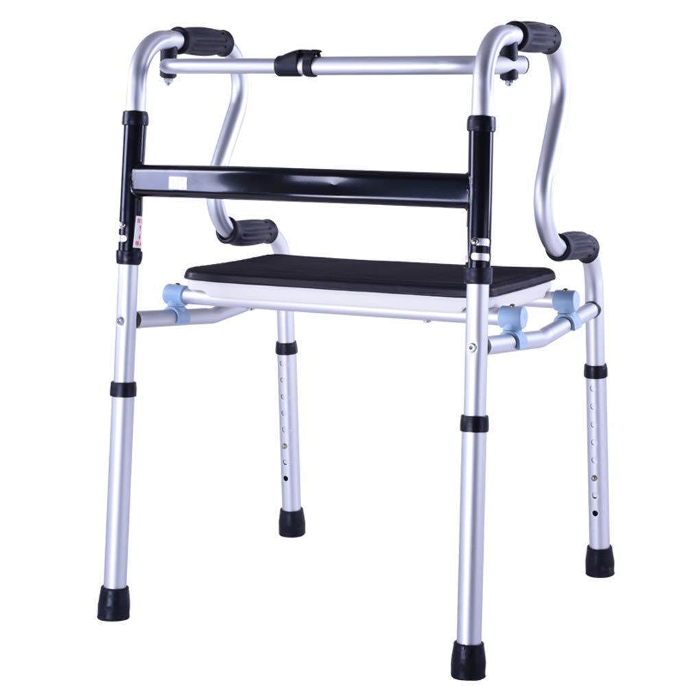 Silla de ruedas, soporte para caminar sin ruedas para personas mayores, andador para discapacitados con placa de asiento, bastón de cuatro patas, bastón antideslizante con hospital