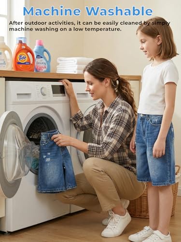Image of Girls Shorts Elastic Waist Jorts Denim Jean Shorts Ripped Knee Length Bermuda Shorts for Kids Teen Girls Summer