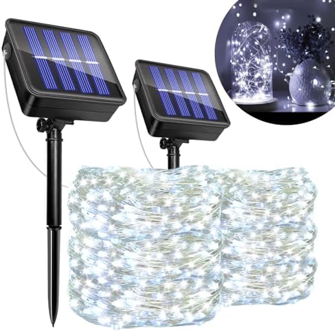 Ollny Solar Lichterkette 2x15m 300 LED - Warmweiß IP65 Für Garten & Balkon