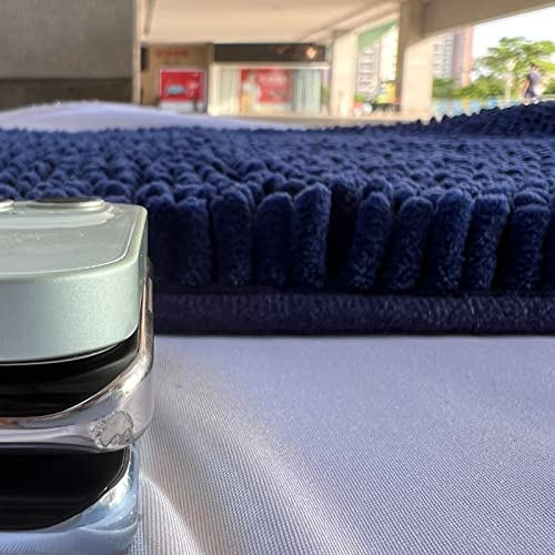 Image of Indigo Blue Bathroom Rugs Non Slip Washable 3 Piece Extra Absorbent Shaggy Chenille and Mats Sets, Soft & Dry Bath Rug /Mat Sets for Carpets Set