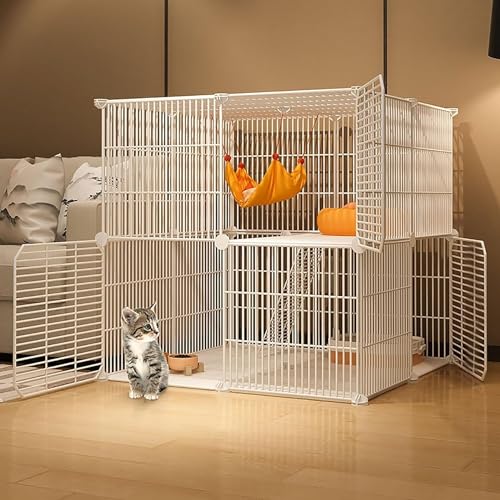 Kanduo Gabbia per gatti Gabbia for Gatti Recinto for Animali Domestici Fai da Te Cuccia for Gatti Recinto for Gattini Staccabile Extra Allevamento, Ampio Spazio for Esercizi Ideale for Gatti, Nero/Bia