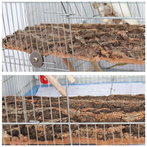 Image of 2 Pack 22 x 14 Inch 100% Natural Cork Perch, Bird Cork Seat Boards, Birdcage Bark Decor Accessories Toy for Birds Parakeets Budgie Parrot Cockatiel Hamster Guinea Pig Rat