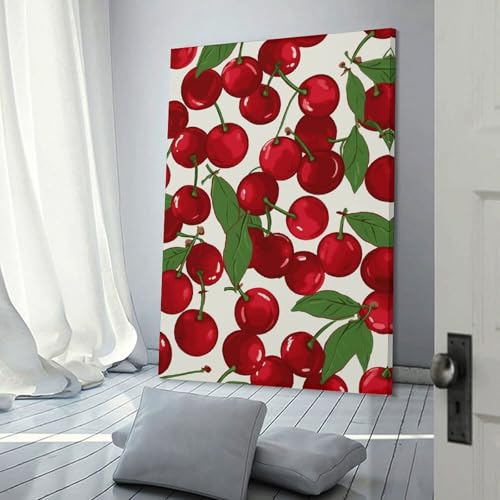 Impression sur toile cerises rouges moderne pour déco murale