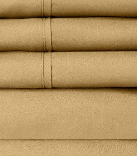 Sweet Home Collection 6 Piece 1500 Thread Count Brushed Microfiber Deep Pocket Sheet Set - 2 Extra Pillow Cases, Great Value,Queen,Camel
