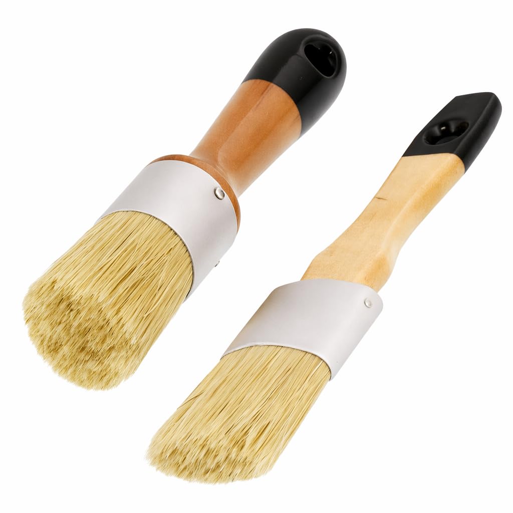 2 PCS Wax Brush, Natural Bristle Paint Brushes For Furniture Restoration