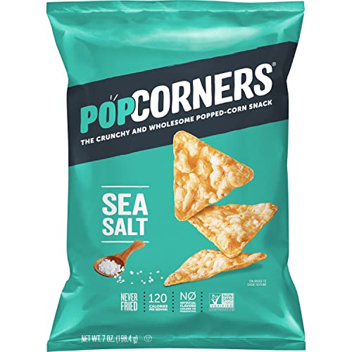 PopCorners Patatine di mais saltate, Popconnors al sale marino Paputoucorn Chips, Sale marino 6,7 oz (198 g)
