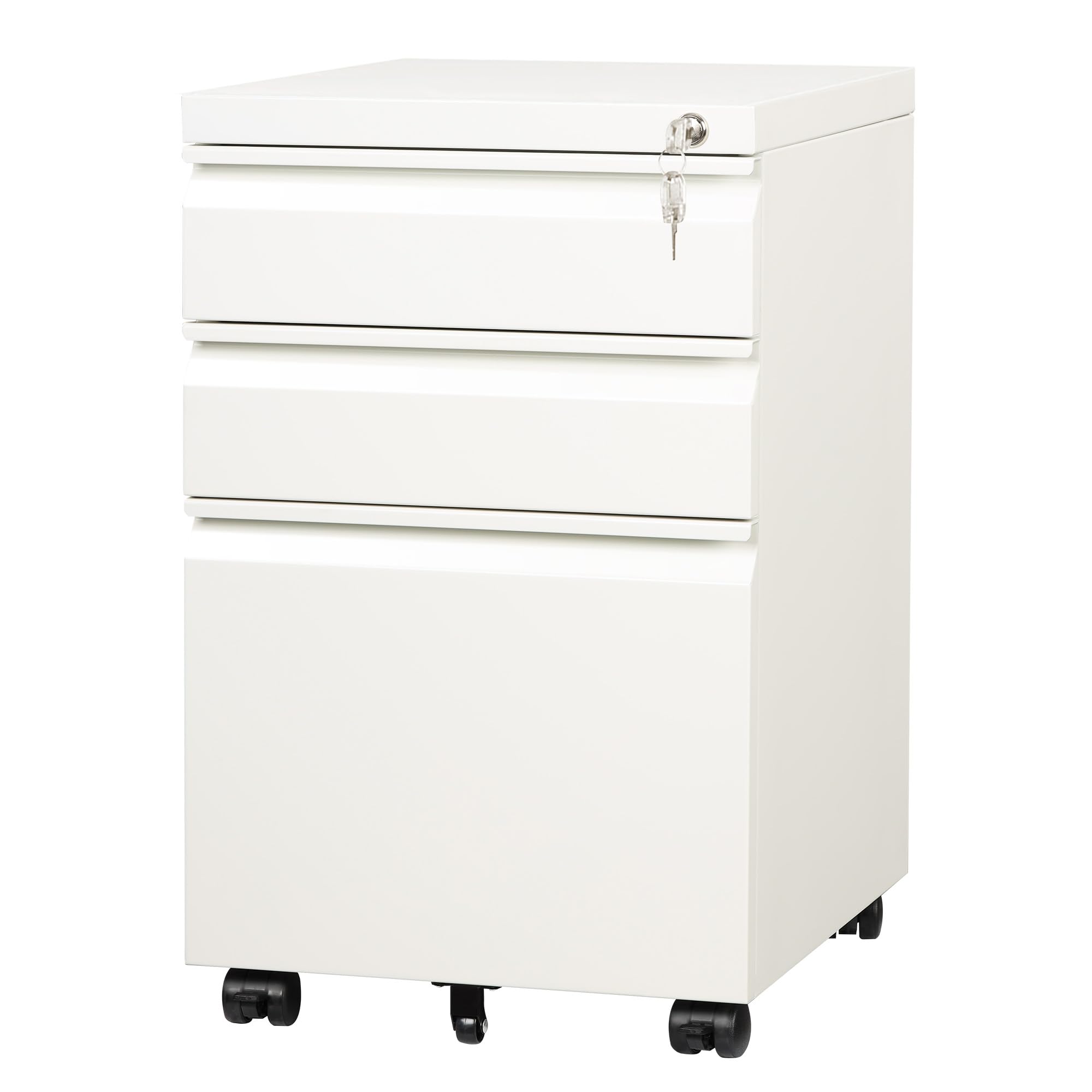 DEVAISE Rollcontainer Mit 3 Schubladen - Mobiler Aktenschrank Für Büro & Home Office