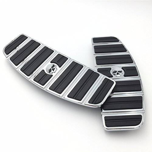 XKH- Motorcycle Chrome Skull Zombie Rider Footboard Insert Kit- Traditional D Shape Compatible