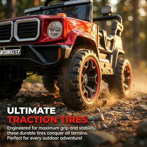 Image of Wishmaster 4x4 Kids Electric Ride On Jeep with Remote Control | Battery Operated Car for Kids 2-6 Years | RGB LED Lights, Bluetooth Music | Birthday Gift | 1-Year Warranty On Motors & Motherboard