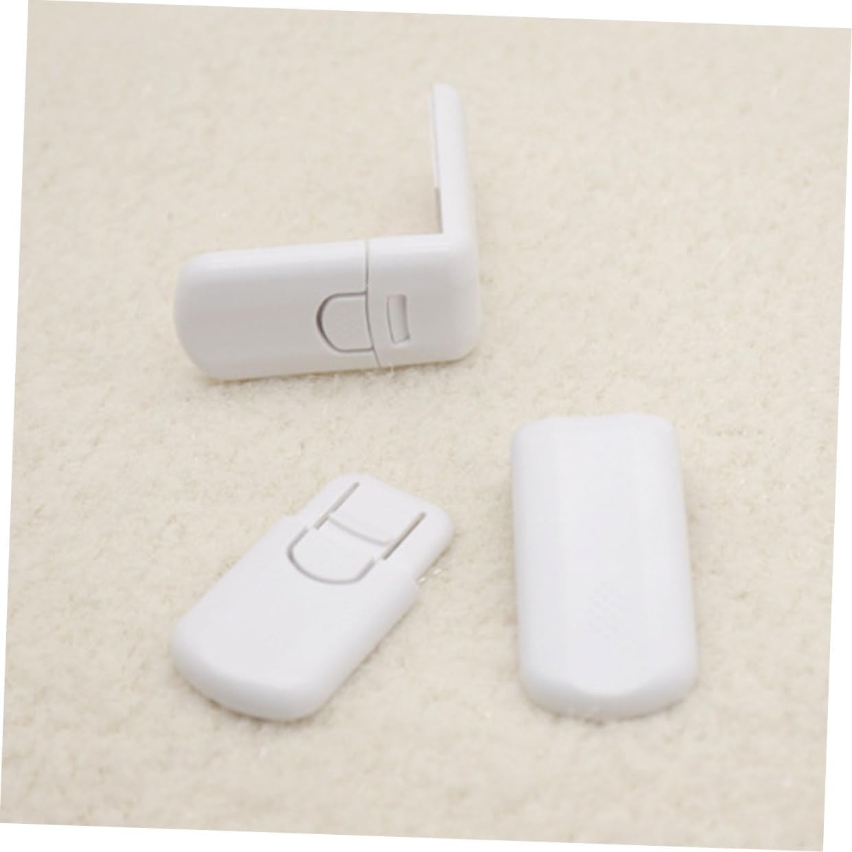 Kisangel 10-Pack Baby Proofing Corner Locks for Child Safety White Sticky Cabinet Latches with Strong Adhesive for Secure Closure for Drawers and Cupboards